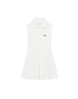 Abito bianco con patch logo Lacoste