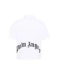 Camicia bianca a mezze maniche con stampa logo Palm Angels