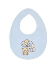 Bavaglino in ciniglia azzurro e logo Nanan con palloncini