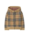 Cardigan baby con zip beige con logo check Burberry