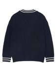 Cardigan blu ad intarsio con patch logo Lacoste