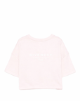 T-shirt rosa cropped con stampa logo Givenchy a contrasto