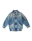 Giubbino di jeans blu con dettagli logo Dolce & Gabbana