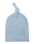 Cappello azzurro in filo misto cashmere con nodino e dettaglio logo Nanan