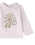 Completo 2 pezzi in ciniglia rosa con patch orso e palloncini Nanan