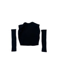 T-shirt a costine nera con manicotti e dettagli logo Lulu