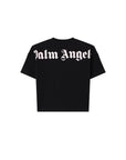 T-shirt cropped nera con stampa logo Palm Angels