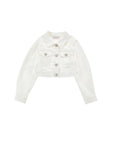 Giubbino in jeans bianco cropped Monnalisa