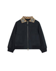Felpa in cotone blu con collo logato Burberry