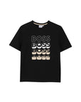 T-shirt nera con stampa a contrasto Boss