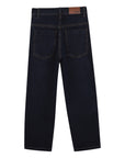 Jeans blu cinque tasche con patch logo Timberland cucito sul retro