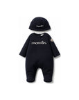 Set tutina e cappellino blu con logo Moncler