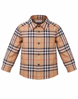Camicia baby beige con fantasia check Burberry