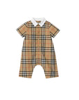 Pagliaccetto beige con stampa check Burberry