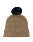 Cappello marrone con pompon blu e patch logo Timberland
