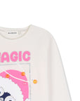 T-shirt panna con stampa pinguino e dettagli logo Billieblush