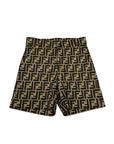 Bermuda marrone con logo FF Fendi a contrasto