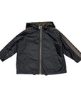 Giubbino reversibile in nylon nero e stampa logo FF marrone Fendi