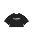T-shirt nera cropped con stampa logo Givenchy