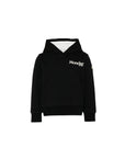 Felpa nera con logo Moncler cucito a contrasto frontale