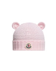 Cappello blu con orecchie e patch cucito Moncler