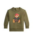 Felpa in cotone verde baby con stampa logo Ralph Lauren frontale