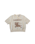 Maglione in misto cotone mezza manica con logo ad intarsio Burberry
