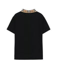 Polo nera con dettagli check Burberry
