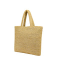 Borsa in paglia beige con dettagli logo Sundek nero