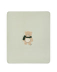 Coperta in cotone verde con logo Nanan e patch orso cucito frontale