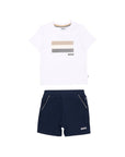 Completo t-shirt e pantaloncino bianco e blu Boss