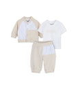 Completo felpa, t-shirt e pantalone beige Boss