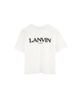 T-shirt bianca con logo cucito Lanvin
