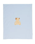 Coperta azzurra e patch orso cucito frontale Le Bebé