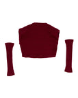 T-shirt a costine bordeaux con manicotti e dettagli logo Lulu