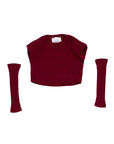 T-shirt a costine bordeaux con manicotti e dettagli logo Lulu