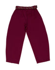 Pantalone bordeaux con cravatta e dettagli logo Lulu