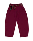 Pantalone bordeaux con cravatta e dettagli logo Lulu