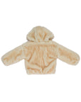 Pelliccia beige con cappuccio e dettagli logo Lulu
