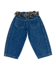 Jeans blu con borchie e dettagli maculati