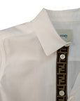 Camicia mezza manica bianca con dettaglio logo Fendi