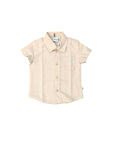 Camicia mezza manica beige in misto lino Boss