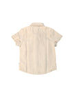 Camicia mezza manica beige in misto lino Boss