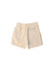 Bermuda beige misto lino con logo Boss cucito