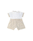 Pagliaccetto beige in misto lino con logo cucito Nanan