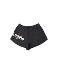 Pantaloncino in felpa nero con stampa logo Palm Angels
