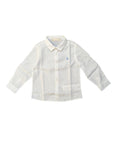 Camicia bianca in misto lino con dettaglio logo Atipico a contrasto