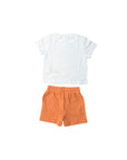 Completo arancione t-shirt e bermuda con stampa logo Lacoste