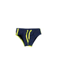 Costume slip blu con dettagli Sundek giallo fluo