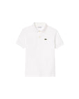 Polo bianca con patch logo Lacoste